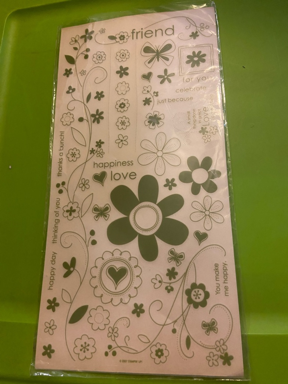 Stampin' Up! Black Floral and Sentiment Clear Stamp Set Size 12”X6”